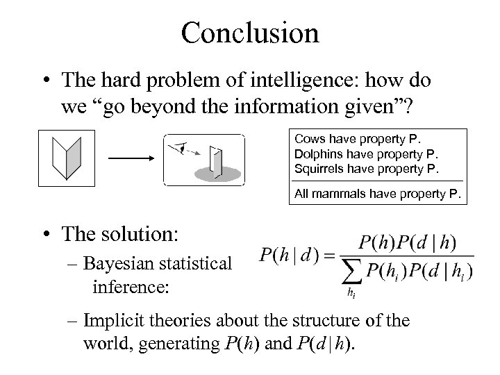 Conclusion • The hard problem of intelligence: how do we “go beyond the information