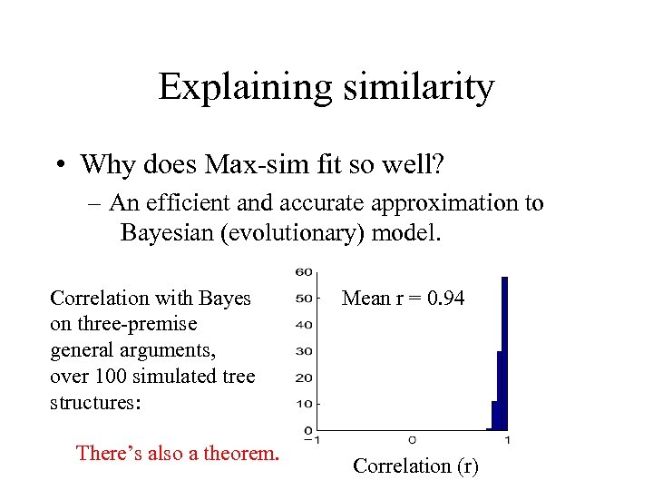 Explaining similarity • Why does Max-sim fit so well? – An efficient and accurate