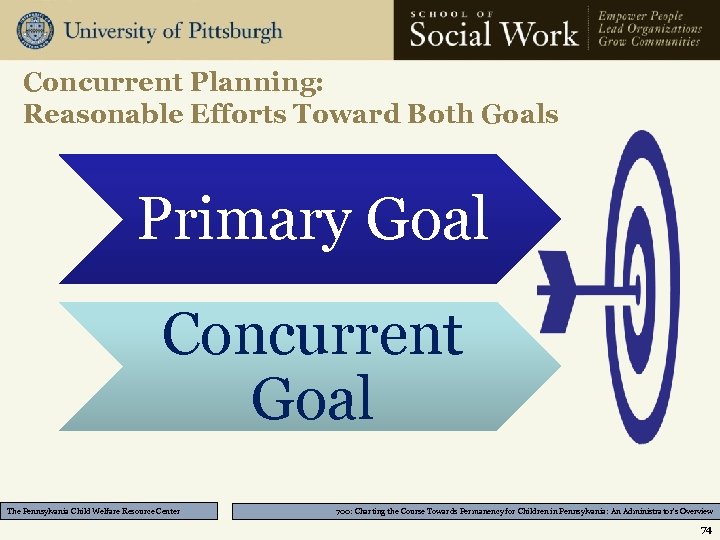 Concurrent Planning: Reasonable Efforts Toward Both Goals Primary Goal Concurrent Goal The Pennsylvania Child