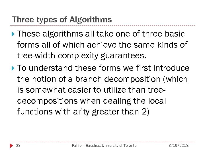 Three types of Algorithms These algorithms all take one of three basic forms all