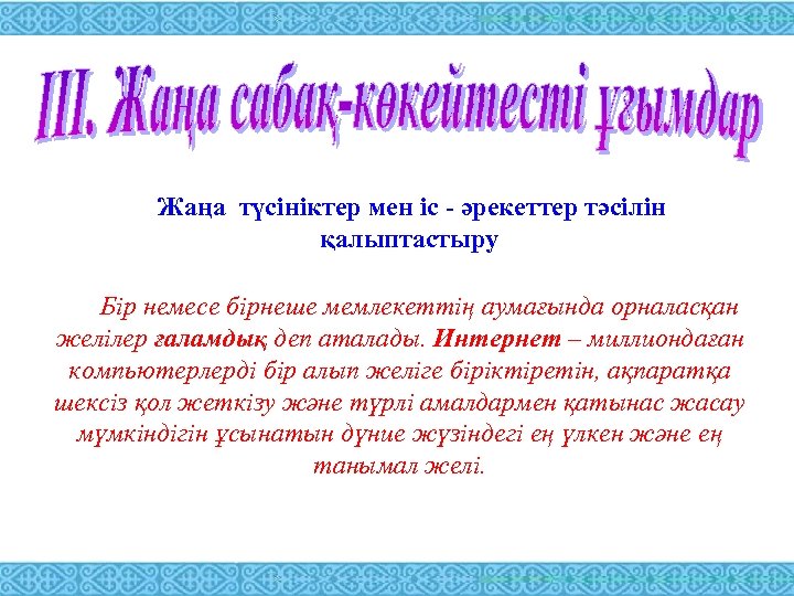 Жаңа түсініктер мен іс - әрекеттер тәсілін қалыптастыру Бір немесе бірнеше мемлекеттің аумағында орналасқан