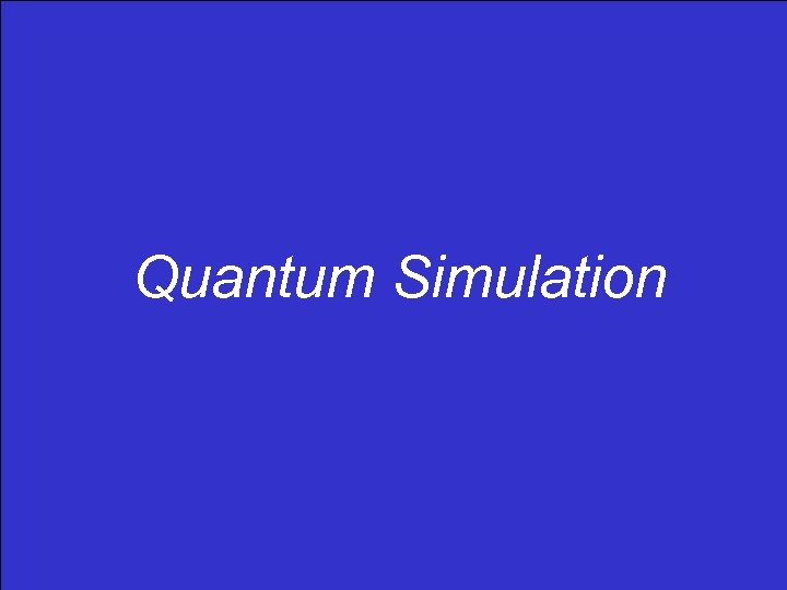Quantum Simulation 