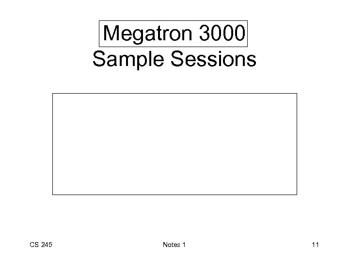 Megatron 3000 Sample Sessions CS 245 Notes 1 11 