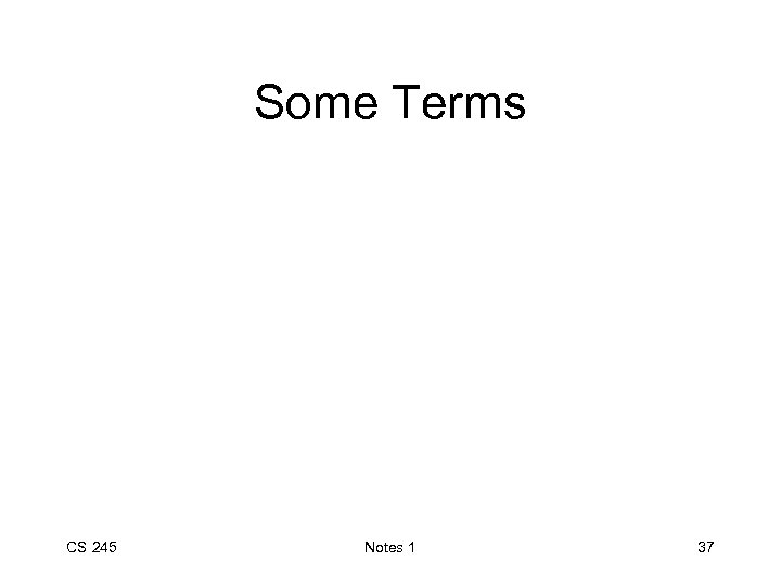 Some Terms CS 245 Notes 1 37 