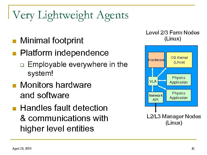 Very Lightweight Agents n n Minimal footprint Platform independence q n n Employable everywhere