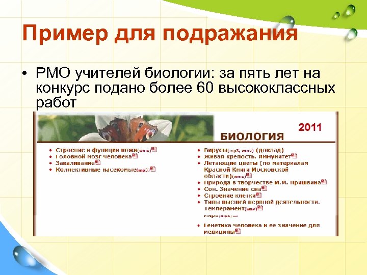 Пример для подражания • РМО учителей биологии: за пять лет на конкурс подано более
