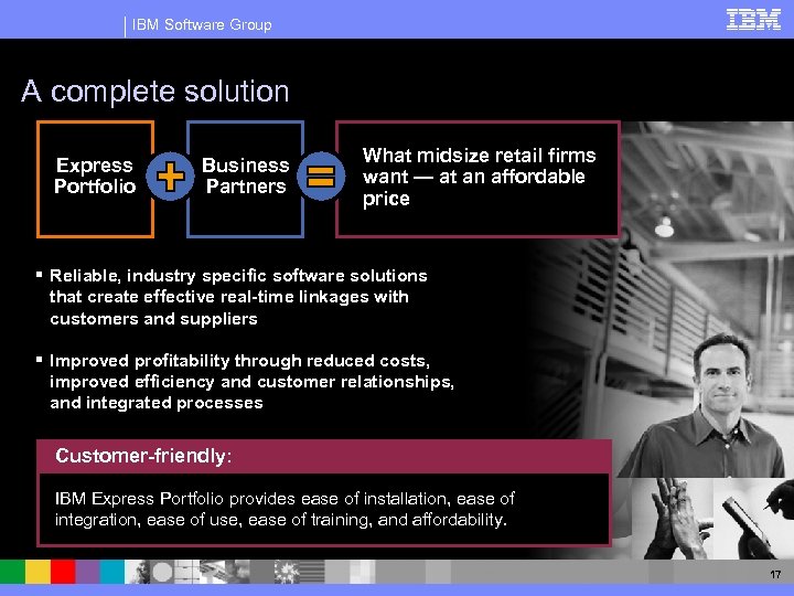 IBM Software Group A complete solution Express Portfolio Business Partners What midsize retail firms