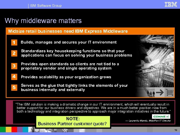 IBM Software Group Why middleware matters Midsize retail businesses need IBM Express Middleware 1