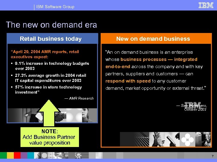 IBM Software Group The new on demand era Retail business today “April 29, 2004