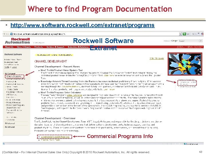 Where to find Program Documentation • http: //www. software. rockwell. com/extranet/programs Rockwell Software Extranet