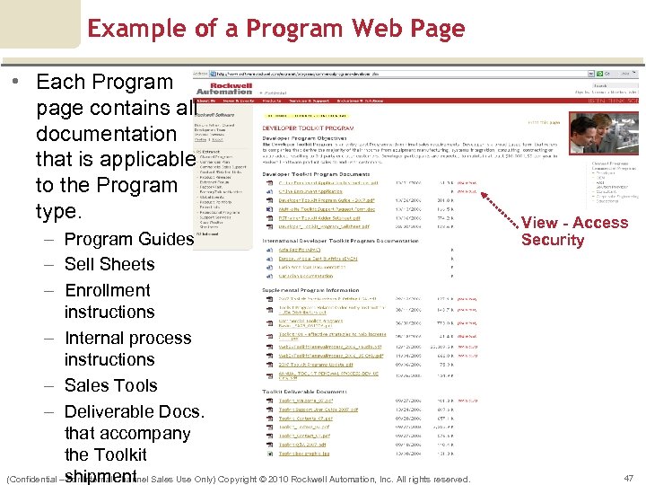 Example of a Program Web Page • Each Program page contains all documentation that