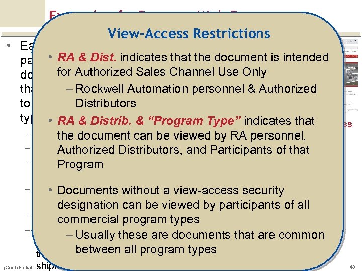 Example of a Program Web Page View-Access Restrictions • Each Program • RA &