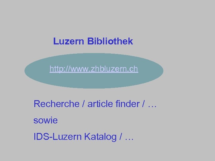  Luzern Bibliothek http: //www. zhbluzern. ch Recherche / article finder / … sowie