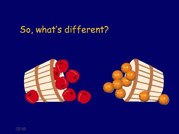 So, what’s different? CSI'99 