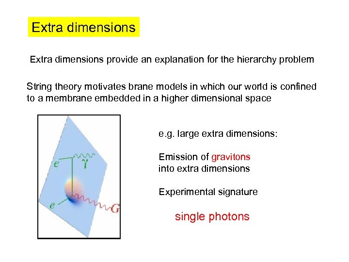 Extra dimensions provide an explanation for the hierarchy problem String theory motivates brane models
