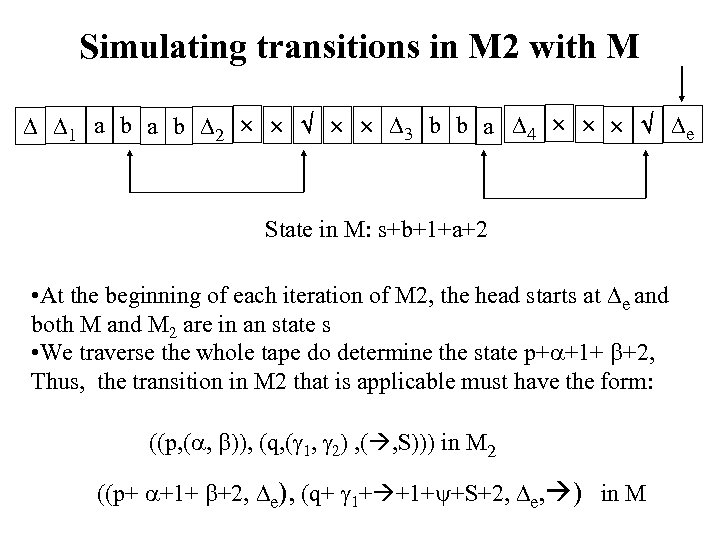 Simulating transitions in M 2 with M 1 a b 2 3 b b