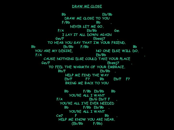 DRAW ME CLOSE Bb Eb/Bb DRAW ME CLOSE TO YOU F/Bb Bb. NEVER LET