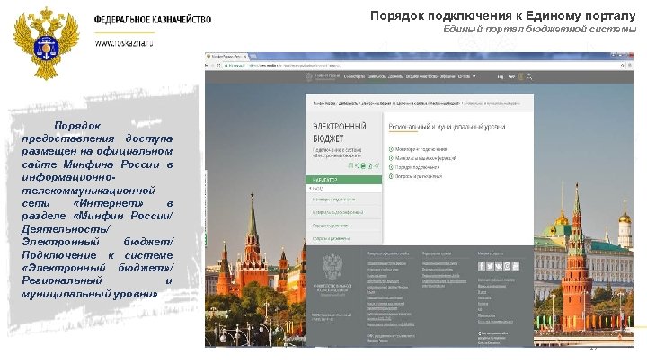 Порядок подключения к Единому порталу Единый портал бюджетной системы Порядок предоставления доступа размещен на