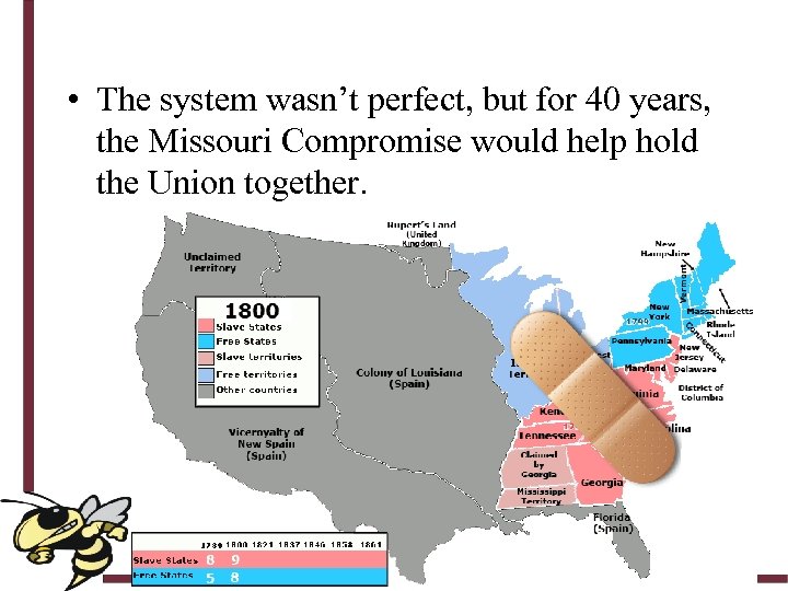  • The system wasn’t perfect, but for 40 years, the Missouri Compromise would