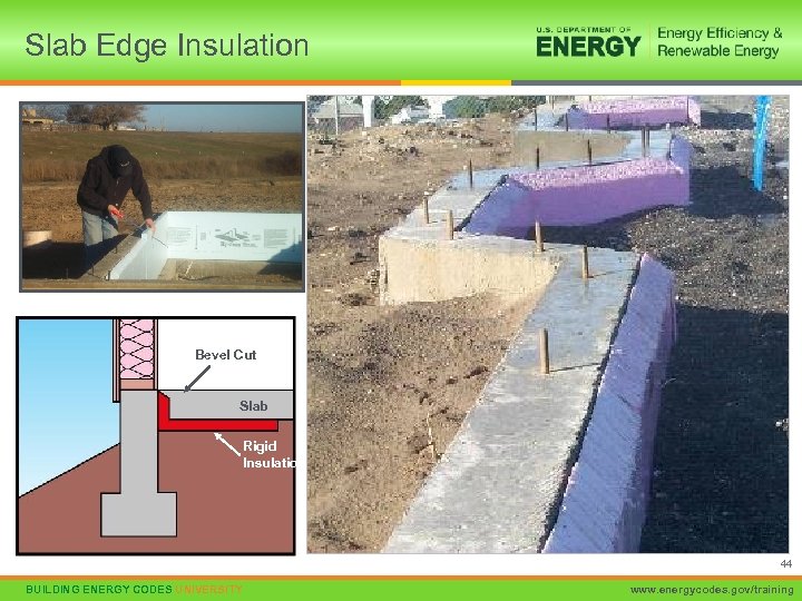 Slab Edge Insulation Bevel Cut Slab Rigid Insulation 44 BUILDING ENERGY CODES UNIVERSITY www.