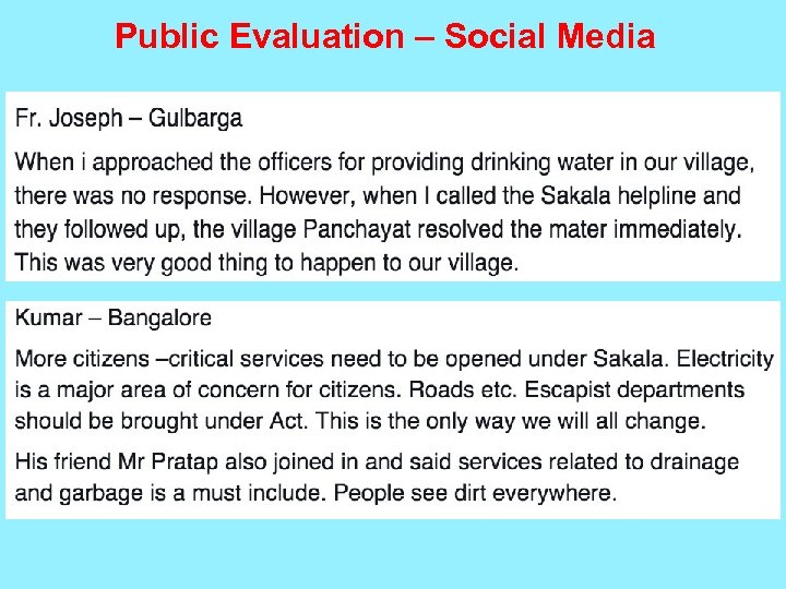 Public Evaluation – Social Media 