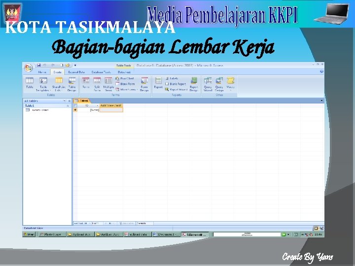 2 KOTA TASIKMALAYA Bagian-bagian Lembar Kerja Create By Yans 