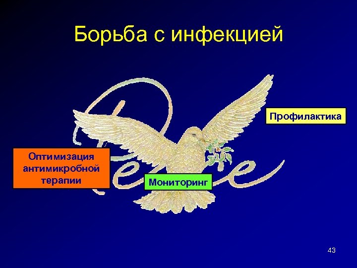 Борьба с инфекцией Профилактика Оптимизация антимикробной терапии Мониторинг 43 