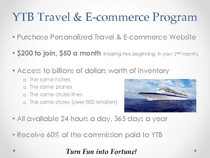 YTB Travel & E-commerce Program • Purchase Personalized Travel & E-commerce Website • $200