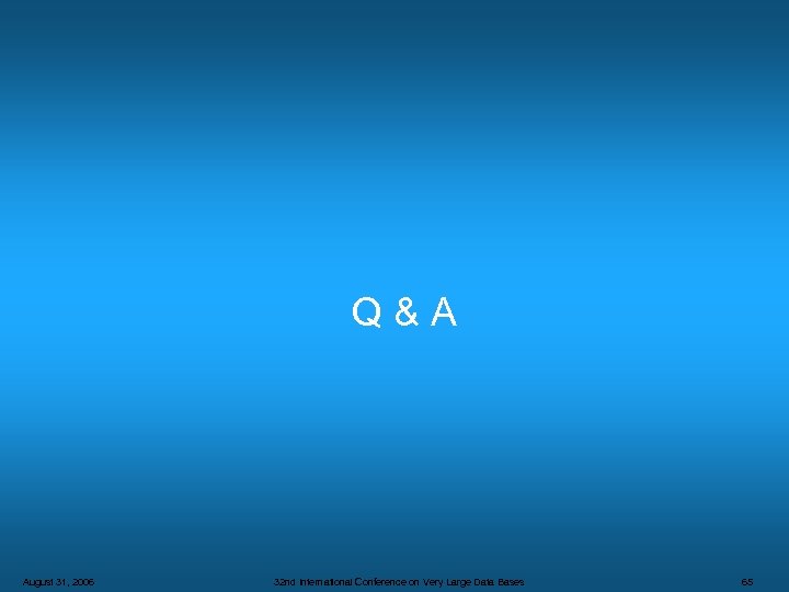 Q&A August 31, 2006 32 nd International Conference on Very Large Data Bases 65