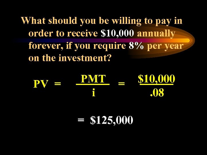 What should you be willing to pay in order to receive $10, 000 annually