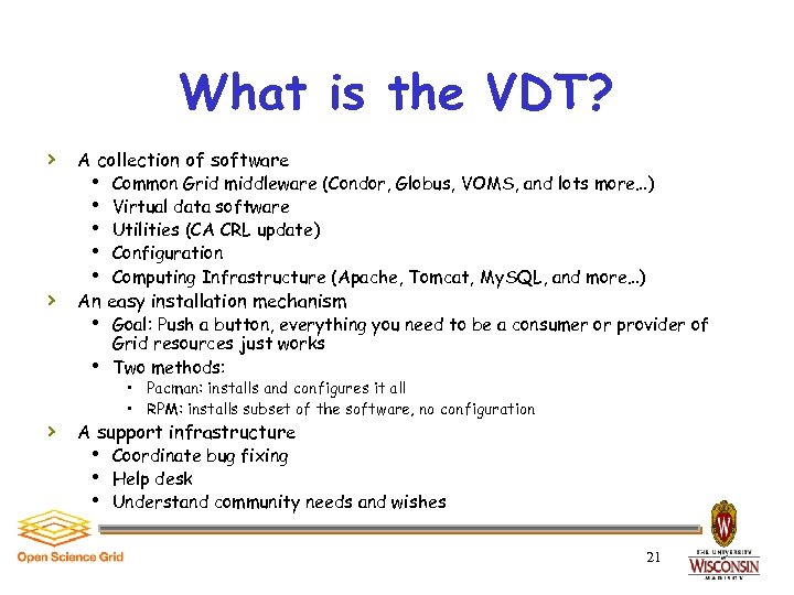 What is the VDT? › A collection of software h h h Common Grid