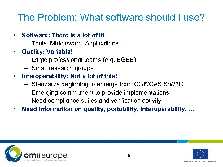 The Problem: What software should I use? • Software: There is a lot of