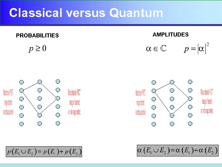 Classical versus Quantum PROBABILITIES AMPLITUDES 