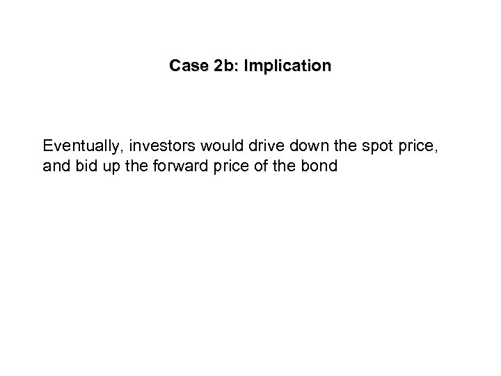 Case 2 b: Implication Eventually, investors would drive down the spot price, and bid