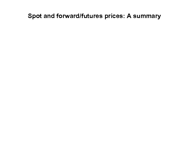 Spot and forward/futures prices: A summary 