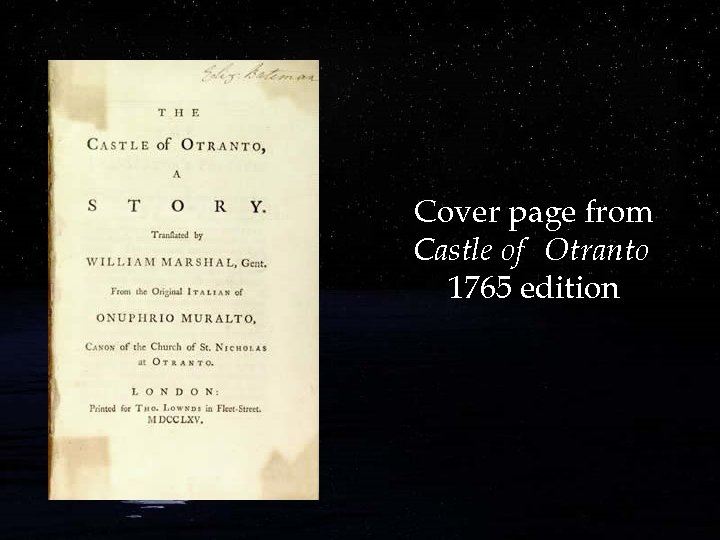 Cover page from Castle of Otranto 1765 edition 