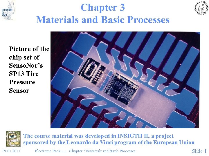 Chapter 3 Materials and Basic Processes Picture of the chip set of Senso. Nor’s