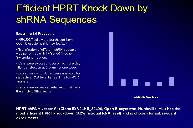 Efficient HPRT Knock Down by sh. RNA Sequences 100 • HEK 293 T cells