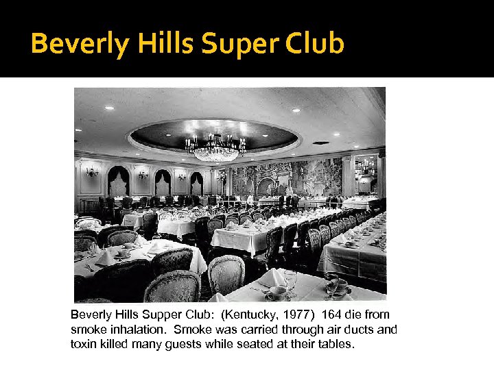 Beverly Hills Super Club Beverly Hills Supper Club: (Kentucky, 1977) 164 die from smoke