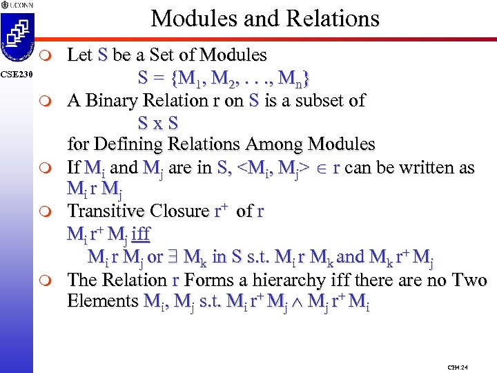 Modules and Relations m CSE 230 m m Let S be a Set of