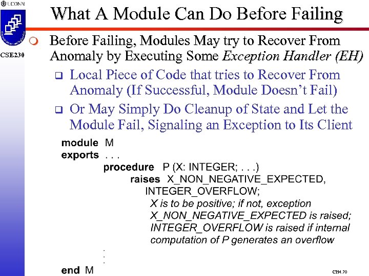 CSE 230 What A Module Can Do Before Failing m Before Failing, Modules May