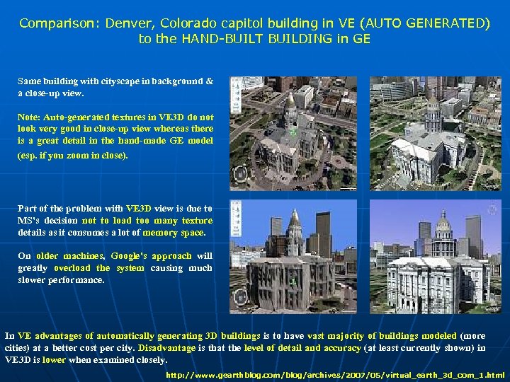 Comparison: Denver, Colorado capitol building in VE (AUTO GENERATED) to the HAND-BUILT BUILDING in