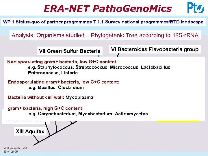 ERA-NET Patho. Geno. Mics WP 1 Status-quo of partner programmes T 1. 1 Survey