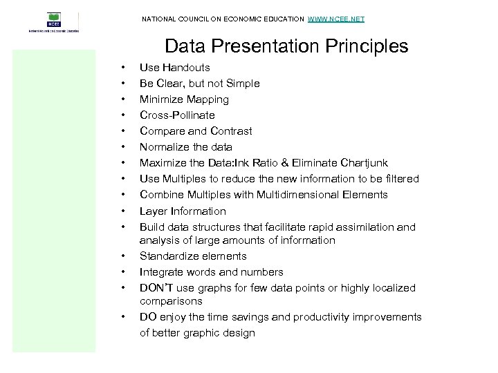 NATIONAL COUNCIL ON ECONOMIC EDUCATION WWW. NCEE. NET Data Presentation Principles • • •