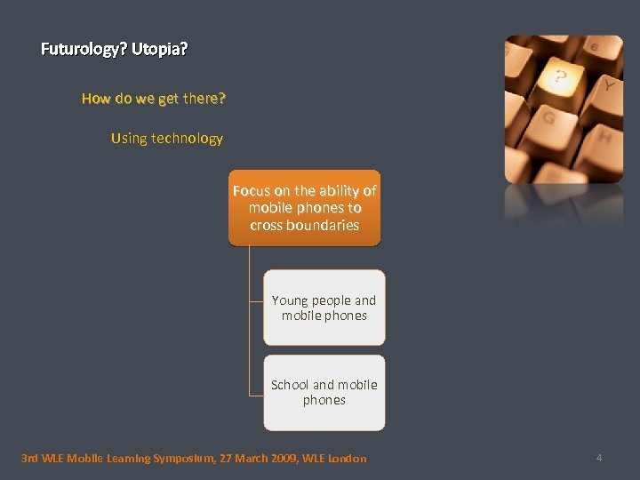 Futurology? Utopia? How do we get there? Using technology Focus on the ability of
