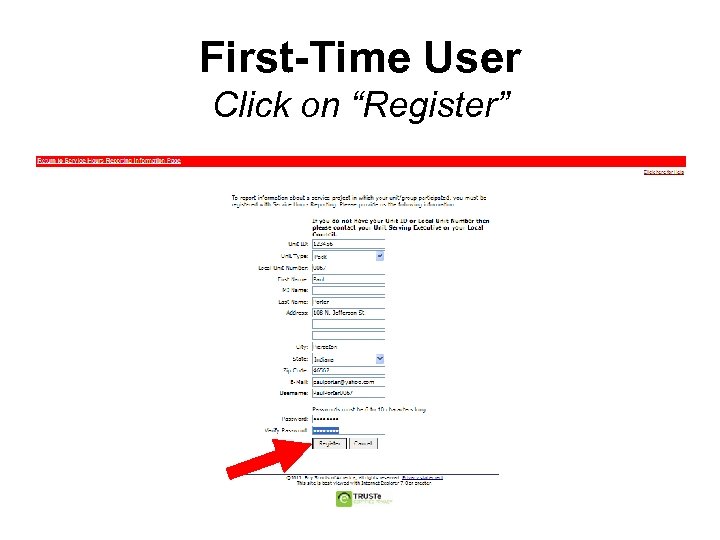 First-Time User Click on “Register” 