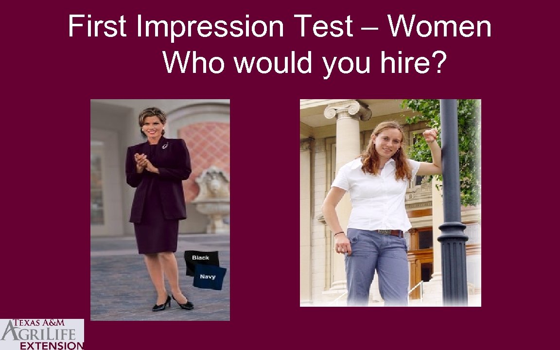 First Impression Test – Women Who would you hire? 