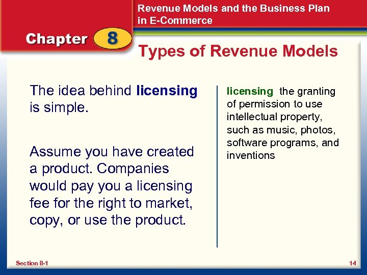 Revenue Models and the Business Plan in E-Commerce Types of Revenue Models The idea