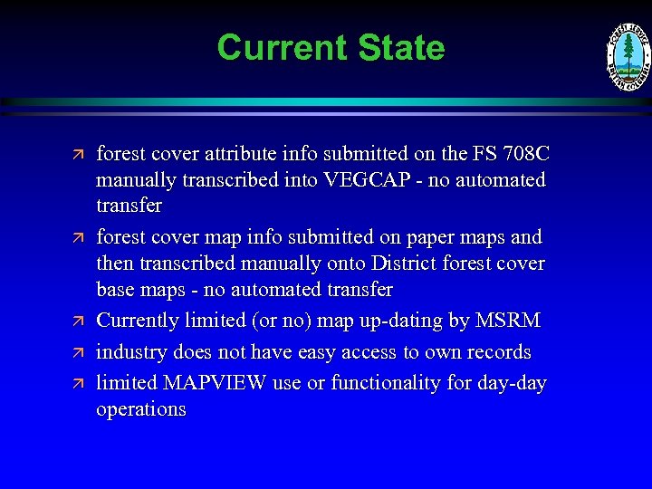 Current State ä ä ä forest cover attribute info submitted on the FS 708