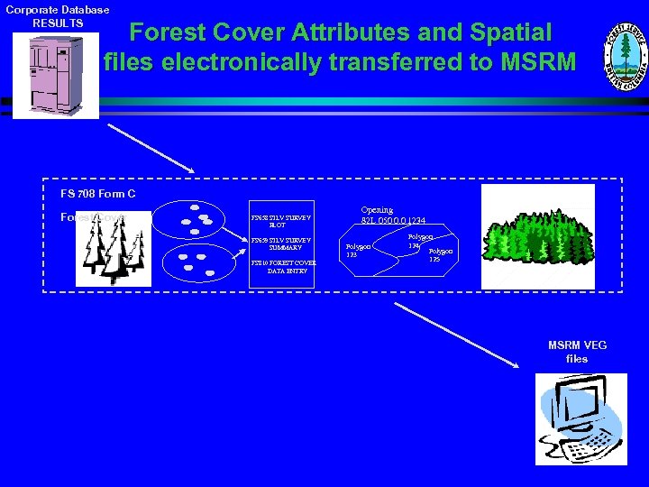 Corporate Database RESULTS Forest Cover Attributes and Spatial files electronically transferred to MSRM FS